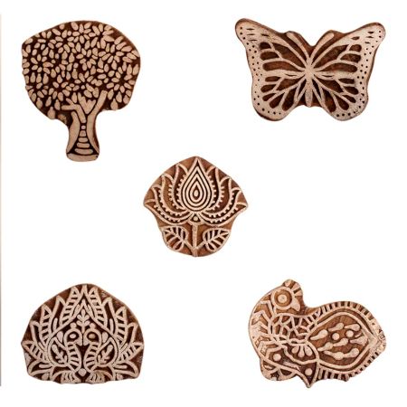 Set of 5 Piece New Mix Wooden Printing Block
